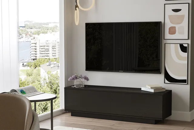 concept-usine-meli-meuble-tv-noir-bois-140-cm-2-portes image 1