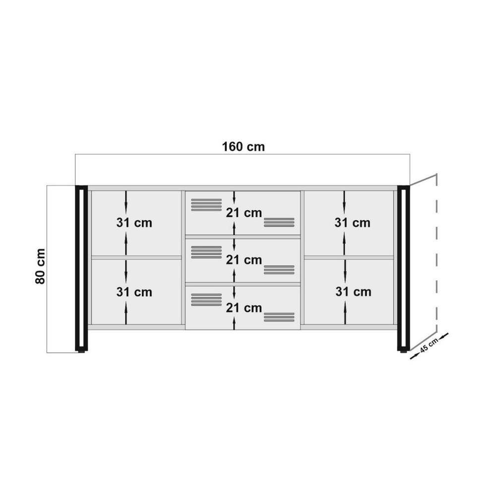 concept-usine-holen-buffet-bois-154-cm-avec-portes-et-tiroirs image 5
