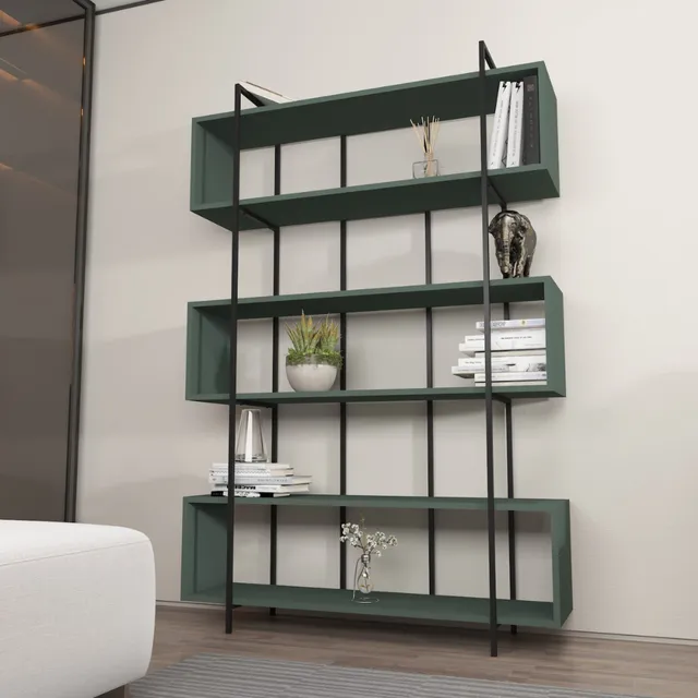 concept-usine-luli-biblioth-que-bois-vert-120-cm-6-niches image 1