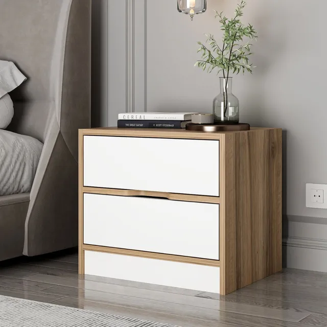 concept-usine-molde-table-de-chevet-bois-blanc-tiroirs image 1