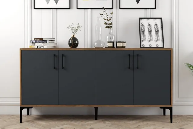 concept-usine-arkel-buffet-160-cm-bois-gris-avec-portes image 1