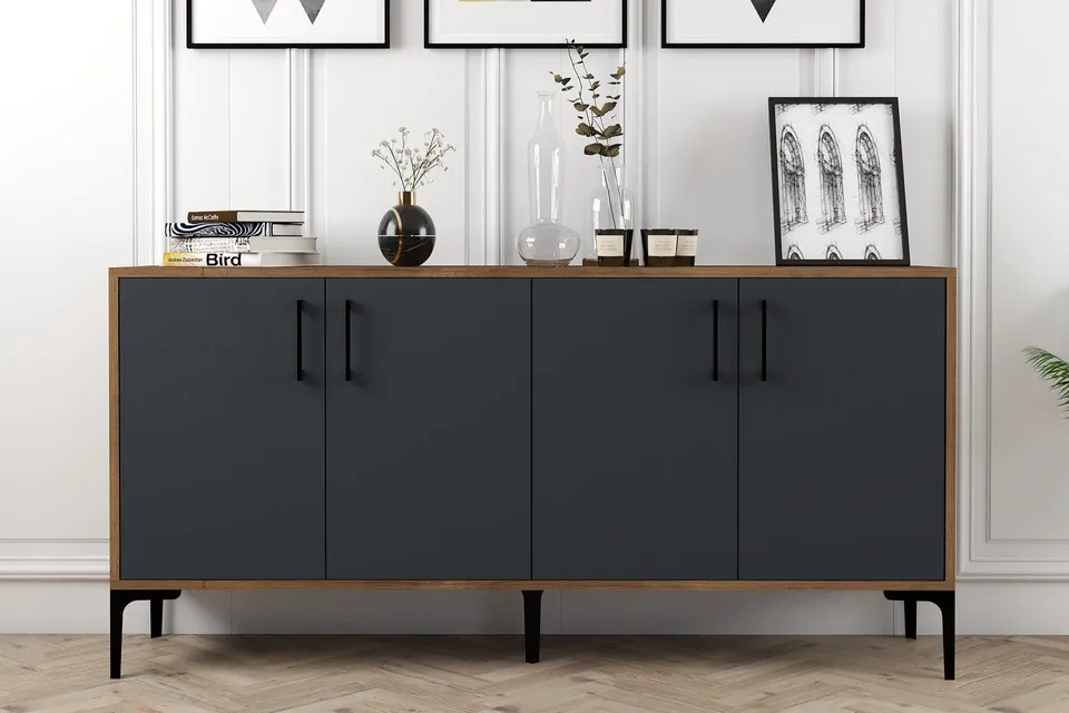 concept-usine-arkel-buffet-160-cm-bois-gris-avec-portes image 1