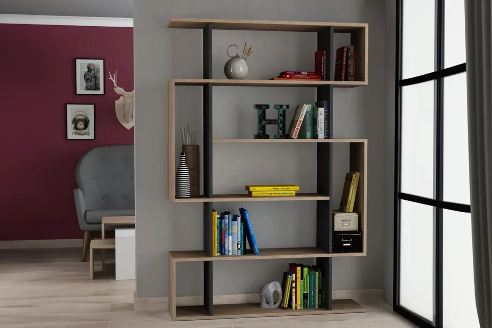 concept-usine-kirja-biblioth-que-bois-gris-9-tag-res-161-cm image 1