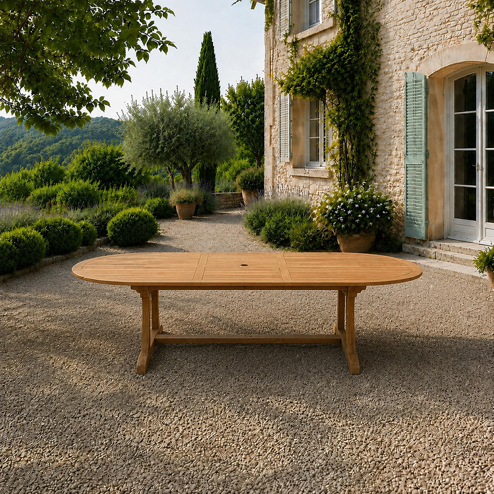 concept-usine-kajang-ovale-300-cm-table-jardin-teck-extensible image 2