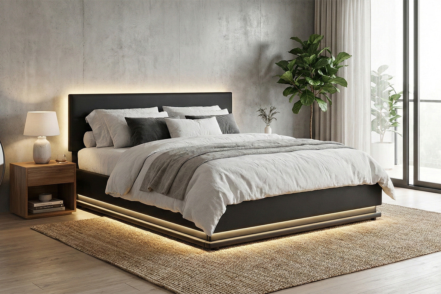 concept-usine-new-york-lit-coffre-blanc-140x190-led image 8