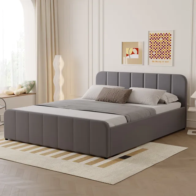 concept-usine-tampa-lit-coffre-velours-beige-140x190-2-places image 1