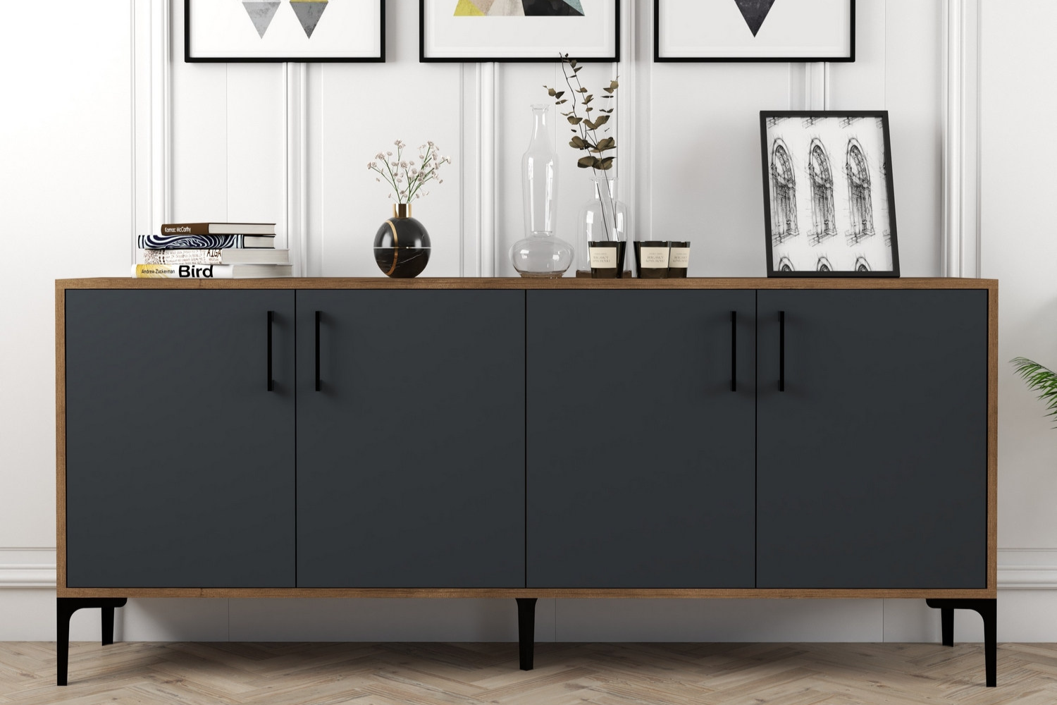 concept-usine-arkel-buffet-bois-180-cm-4-portes-design image 1