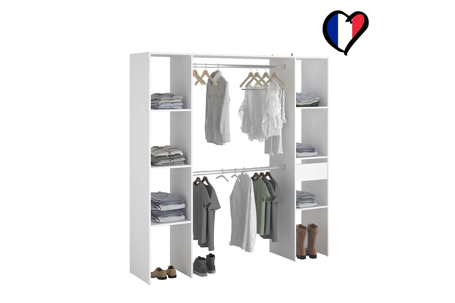 concept-usine-elys-e-dressing-blanc-180-cm-penderie-tiroir image 1