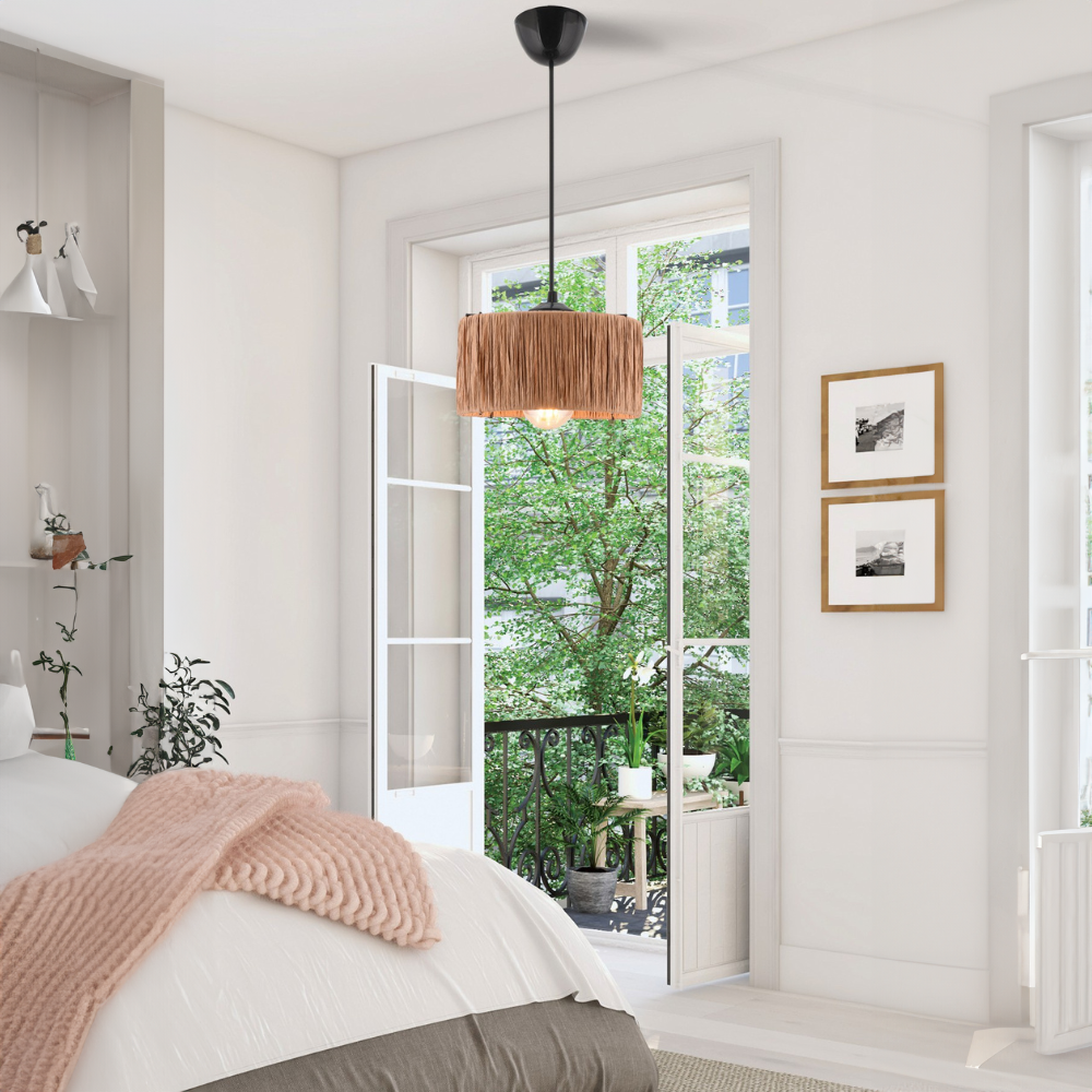 concept-usine-clarisse-suspension-raphia-beige-m-tal-noir image 2