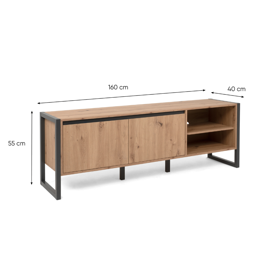 concept-usine-kotor-meuble-tv-160-cm-industriel-bois-portes image 3