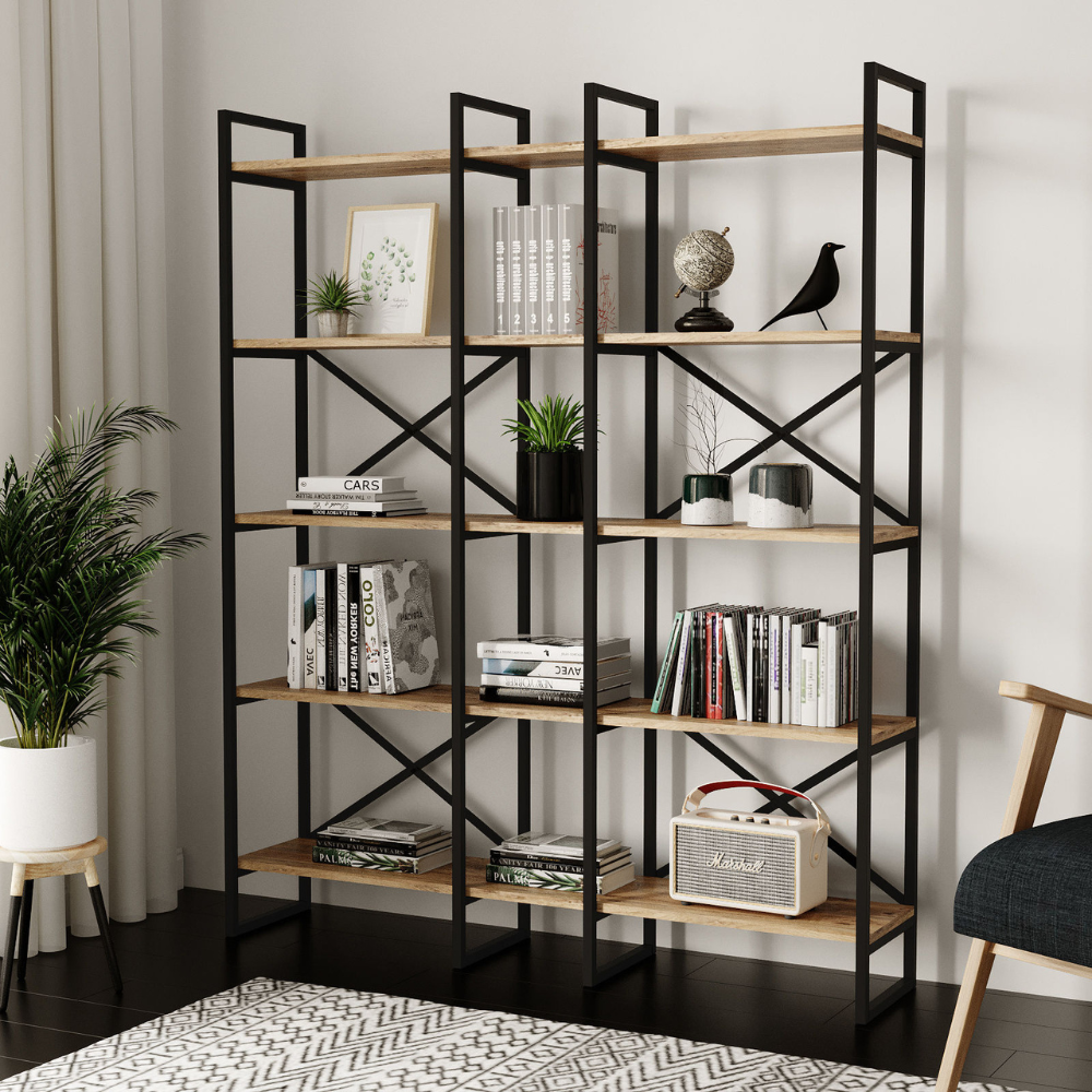 concept-usine-fabi-biblioth-que-industrielle-bois-noir-5-tag-res image 2