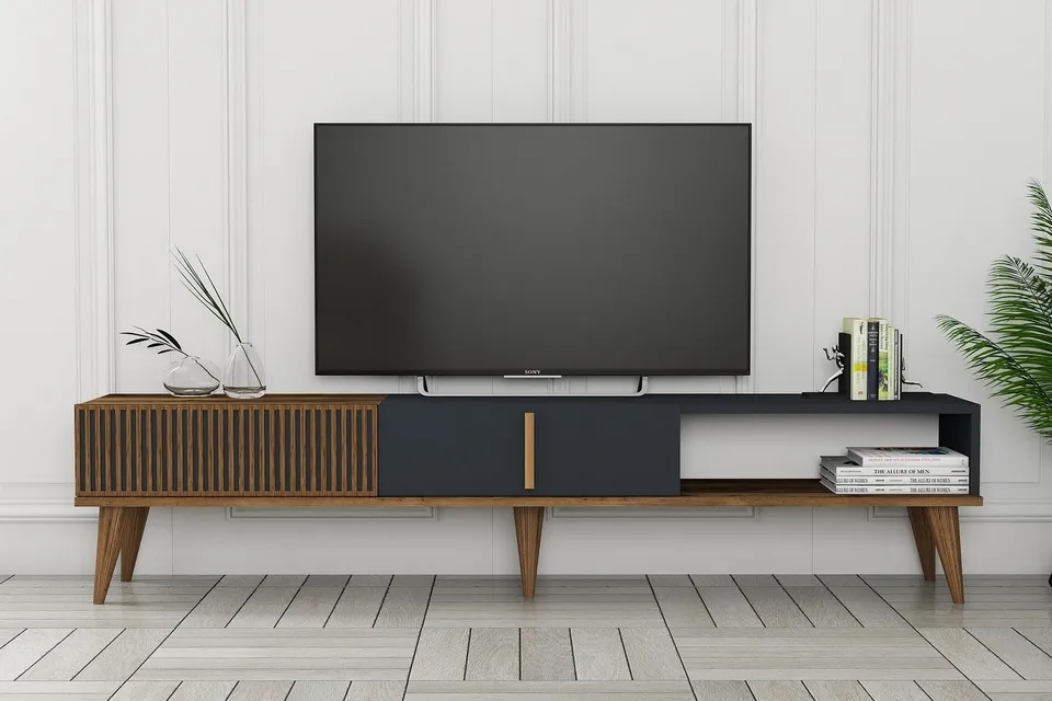 concept-usine-nola-meuble-tv-180-cm-bois-noyer-anthracite image 1