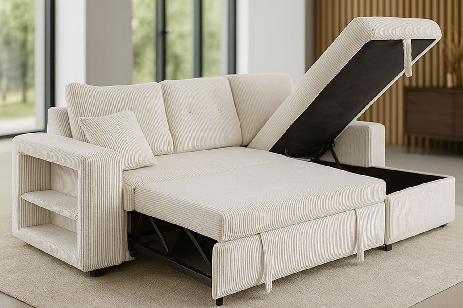 concept-usine-glasgow-canap-d-angle-convertible-velours-beige-4-places image 3