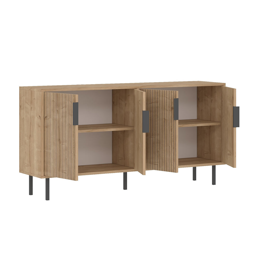 concept-usine-ciaro-buffet-150-cm-noir-et-bois-cannel-4-portes image 4