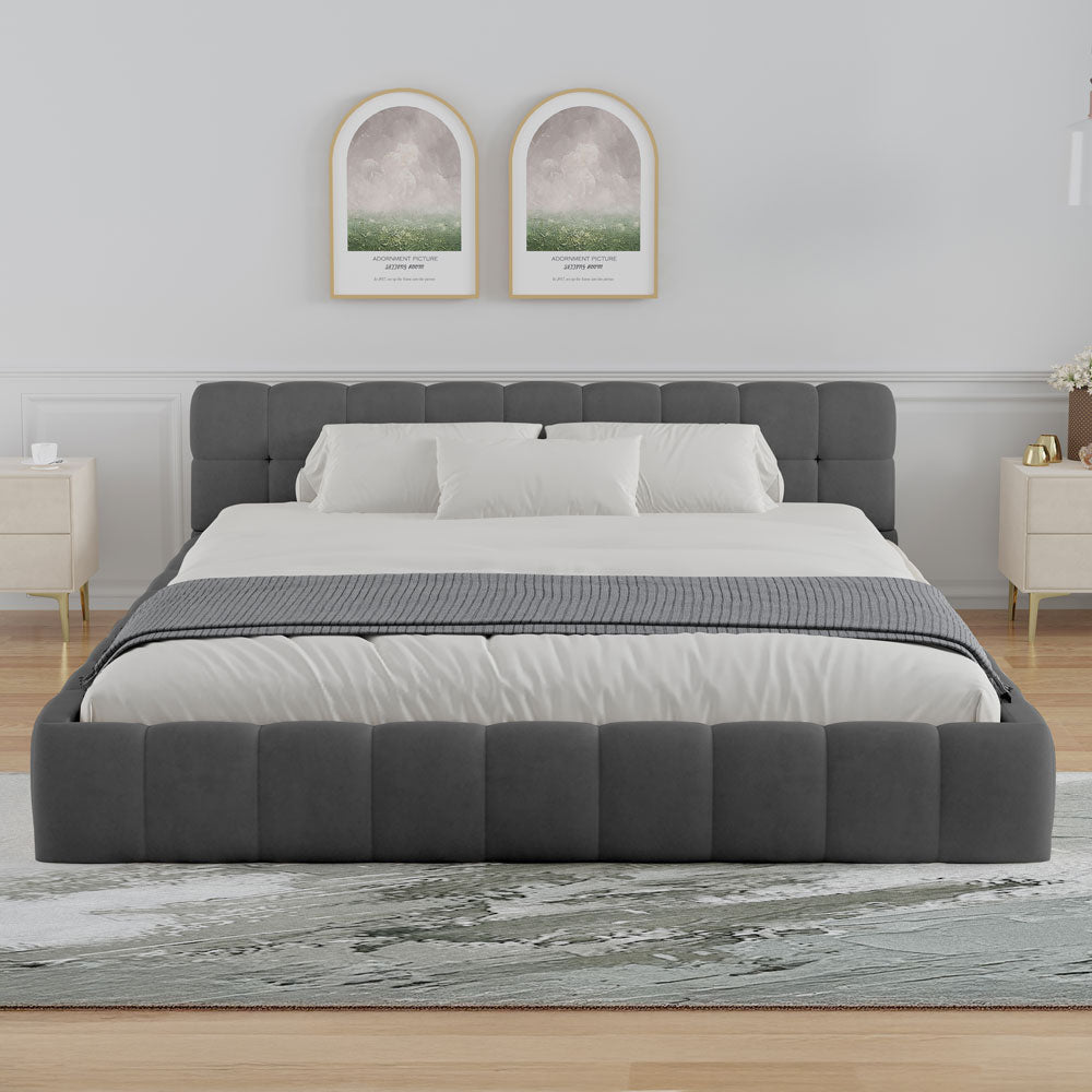 concept-usine-kansas-lit-velours-140x190-style-nuage-beige image 1