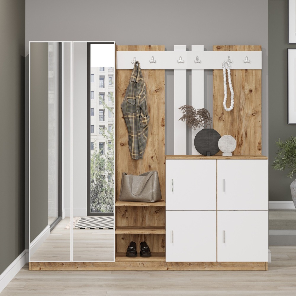 concept-usine-anka-meuble-d-entr-e-avec-miroir-bois-et-blanc image 2
