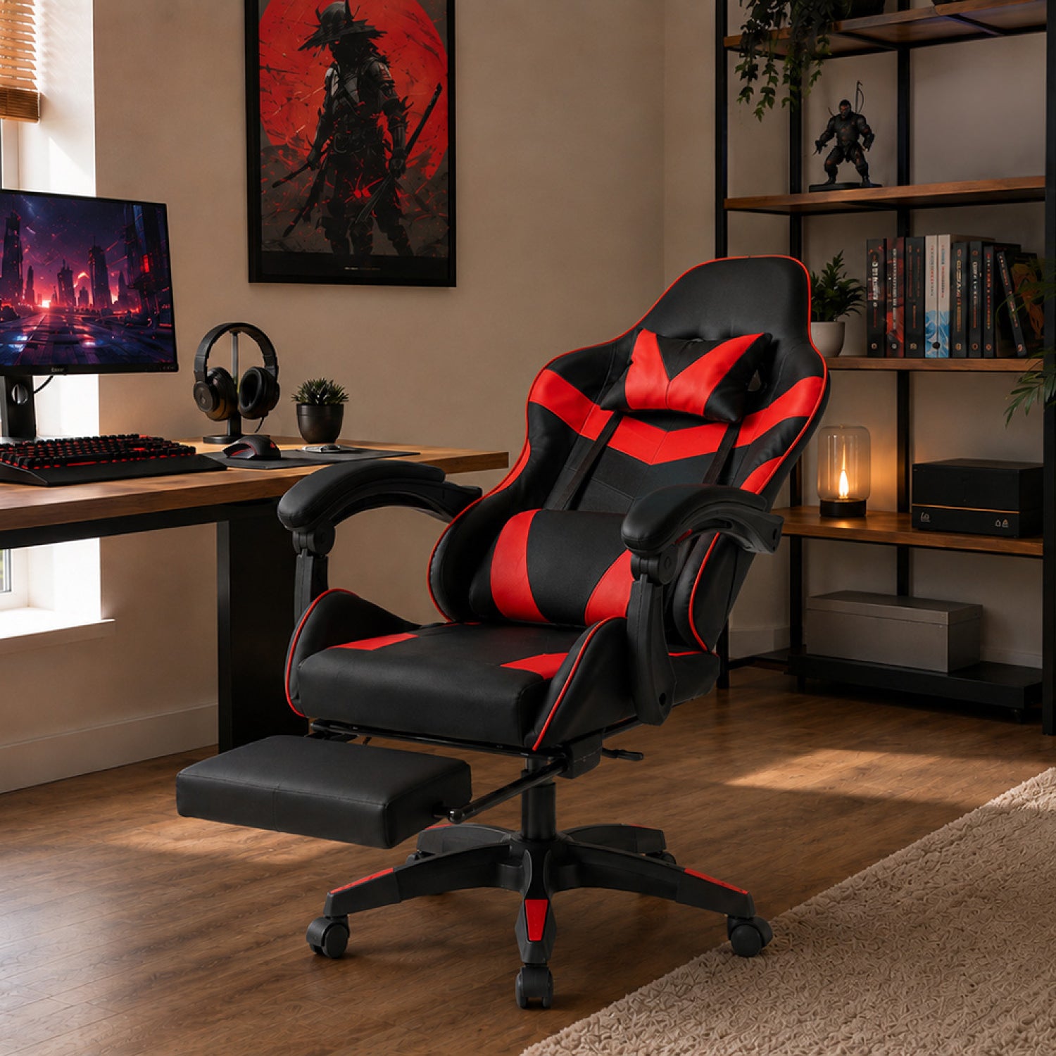 concept-usine-akron-chaise-gaming-noir-et-rouge-inclinable image 4