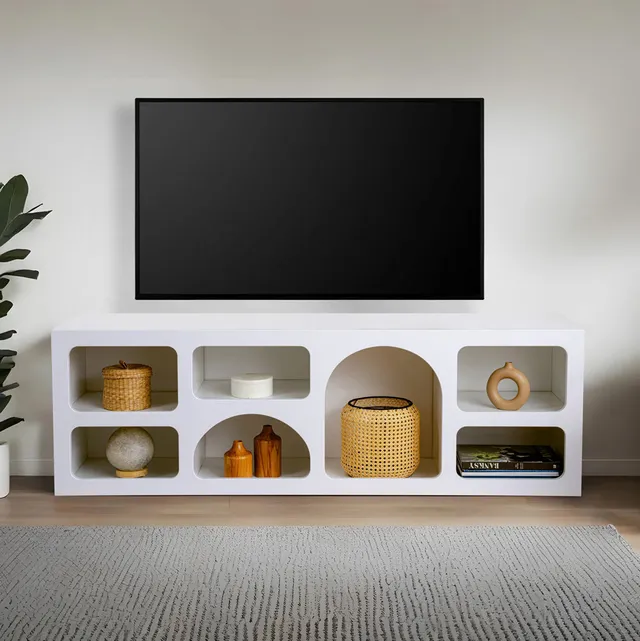 concept-usine-ferlis-buffet-bas-blanc-160-cm-7-niches-moderne image 1