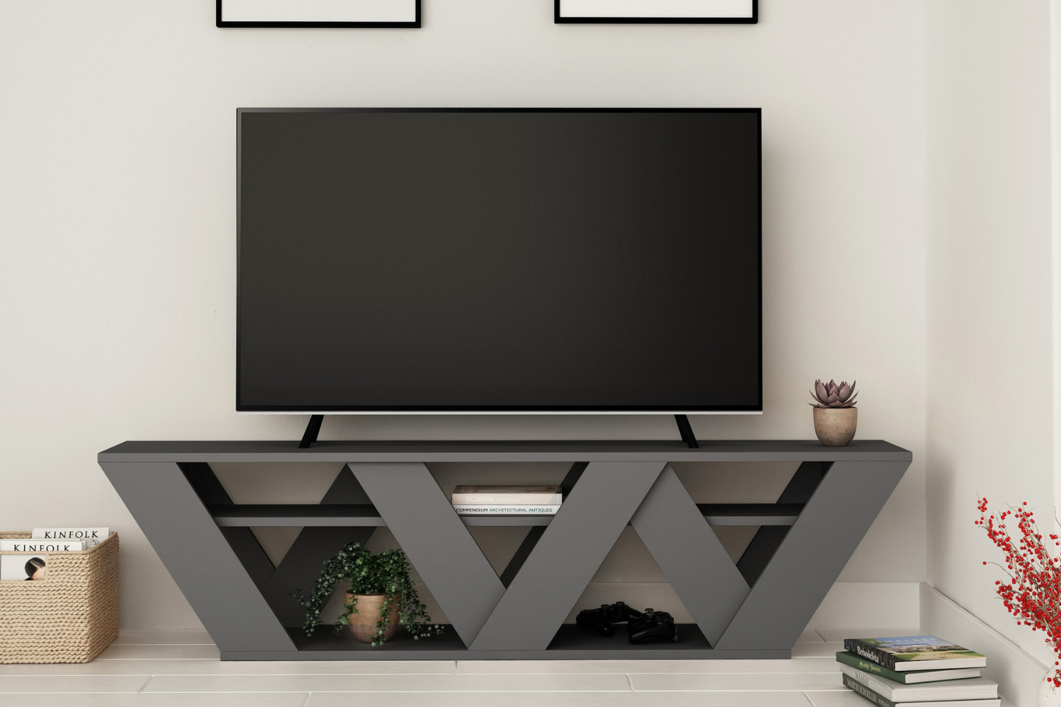 concept-usine-noli-meuble-tv-gris-160-cm-avec-rangement image 1