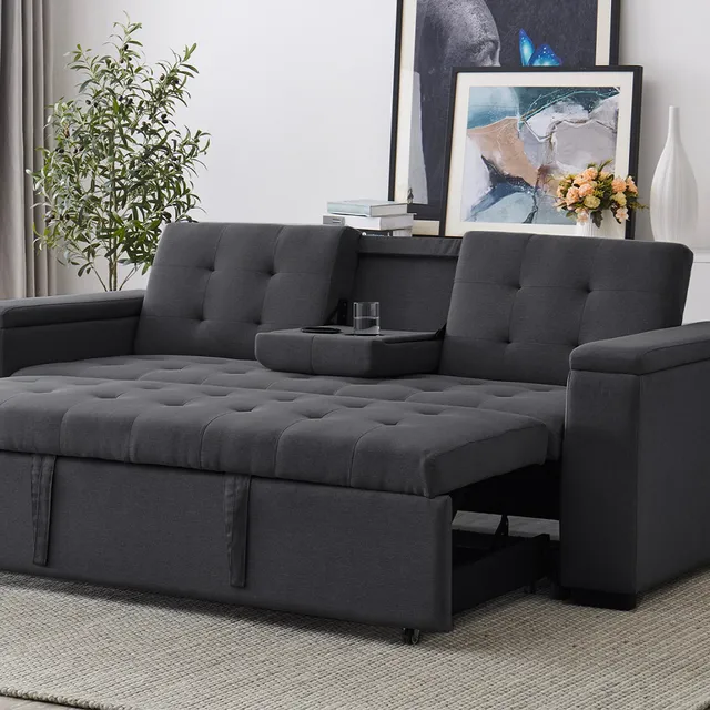 concept-usine-noho-canap-tissu-beige-3-places-convertible image 1