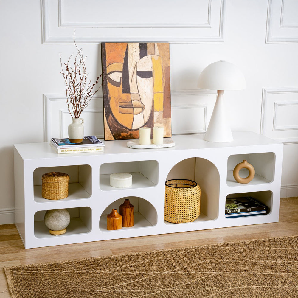 concept-usine-ferlis-buffet-bas-blanc-160-cm-7-niches-moderne image 4