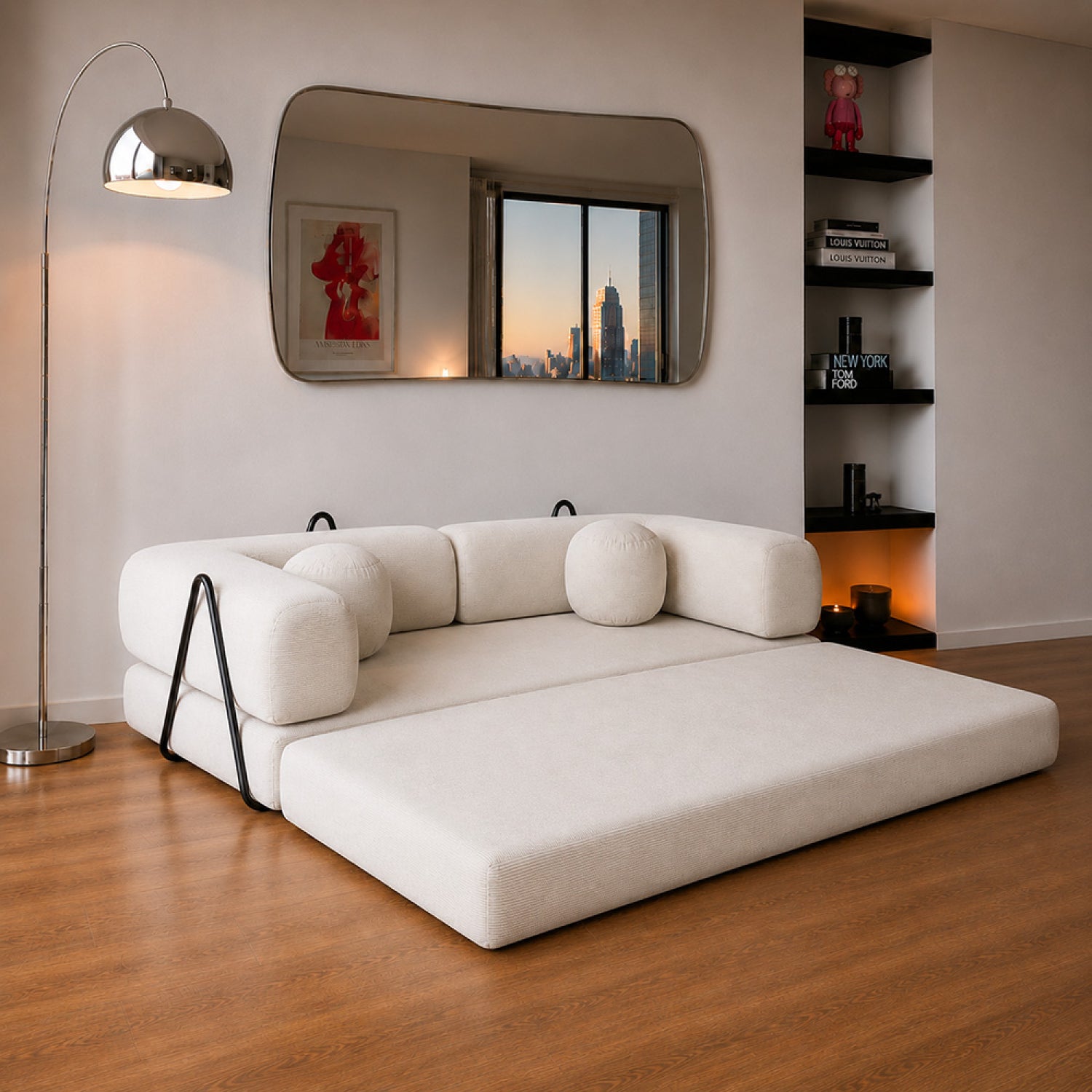 concept-usine-crosby-canap-convertible-3-places-velours-beige image 5