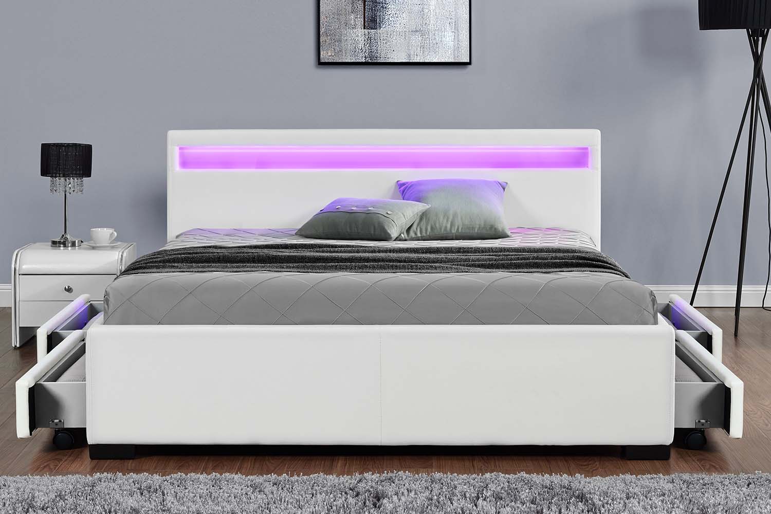 concept-usine-enfield-lit-160x200-led-tiroirs-blanc image 4