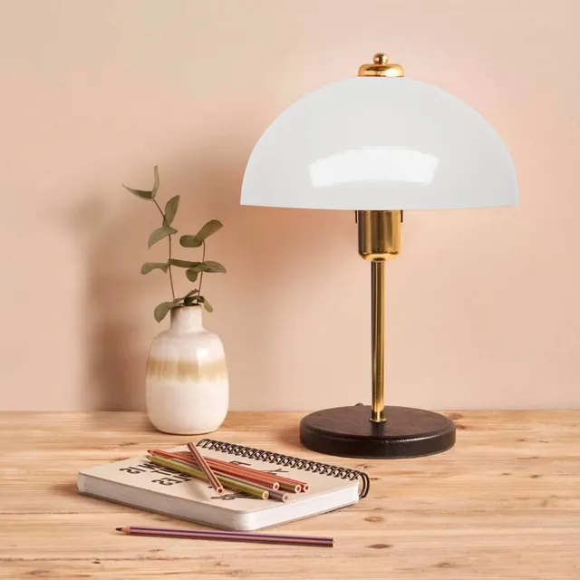 concept-usine-lisette-lampe-table-champignon-blanche-m-tal-dor image 1