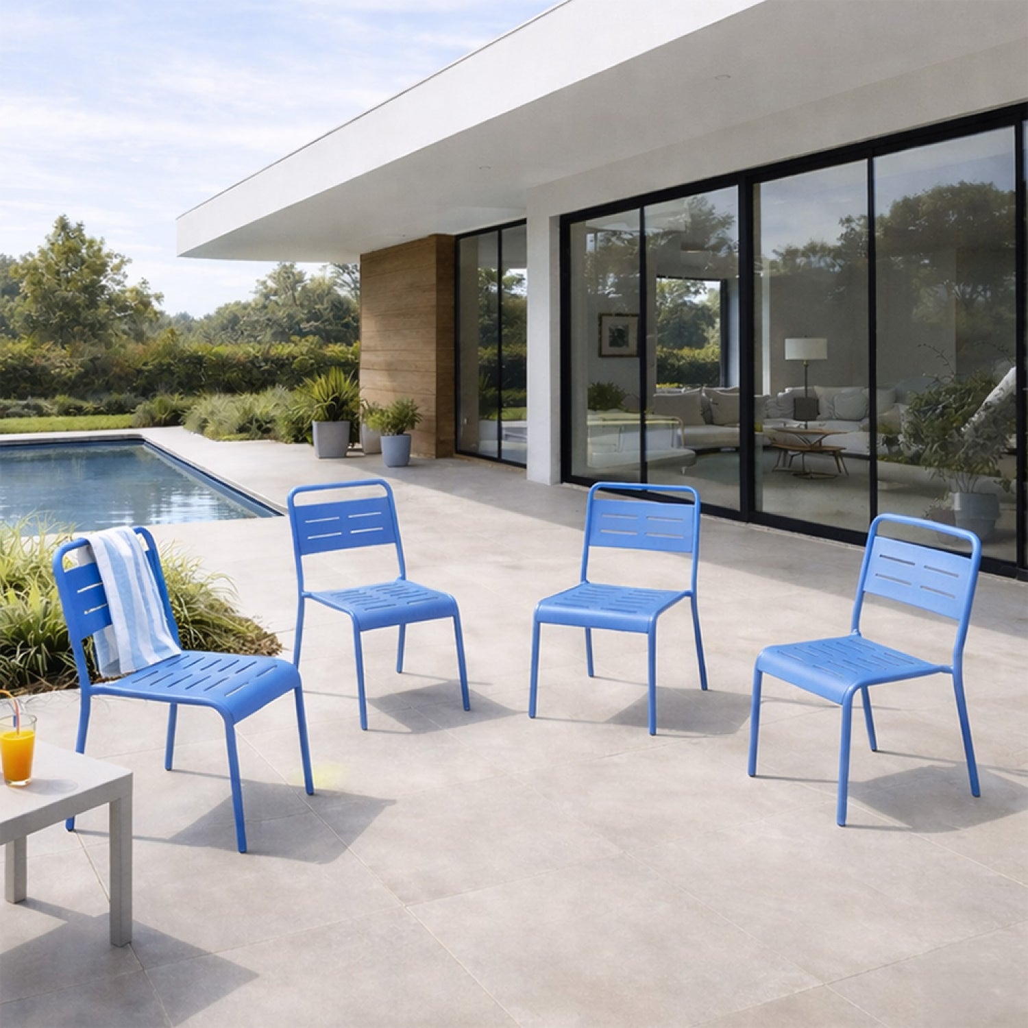 concept-usine-bergame-4-chaises-de-jardin-acier-terracotta image 2