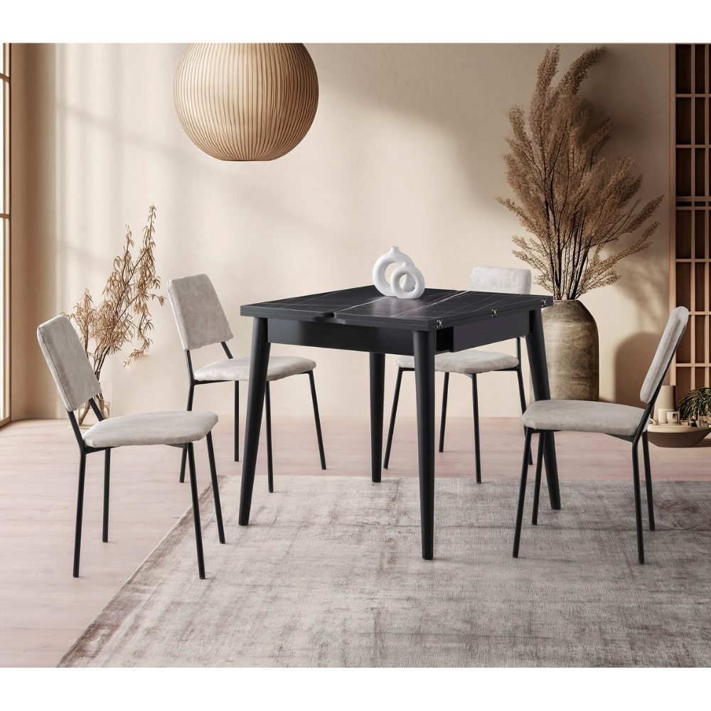 concept-usine-kavala-table-manger-extensible-noire-4-places image 2