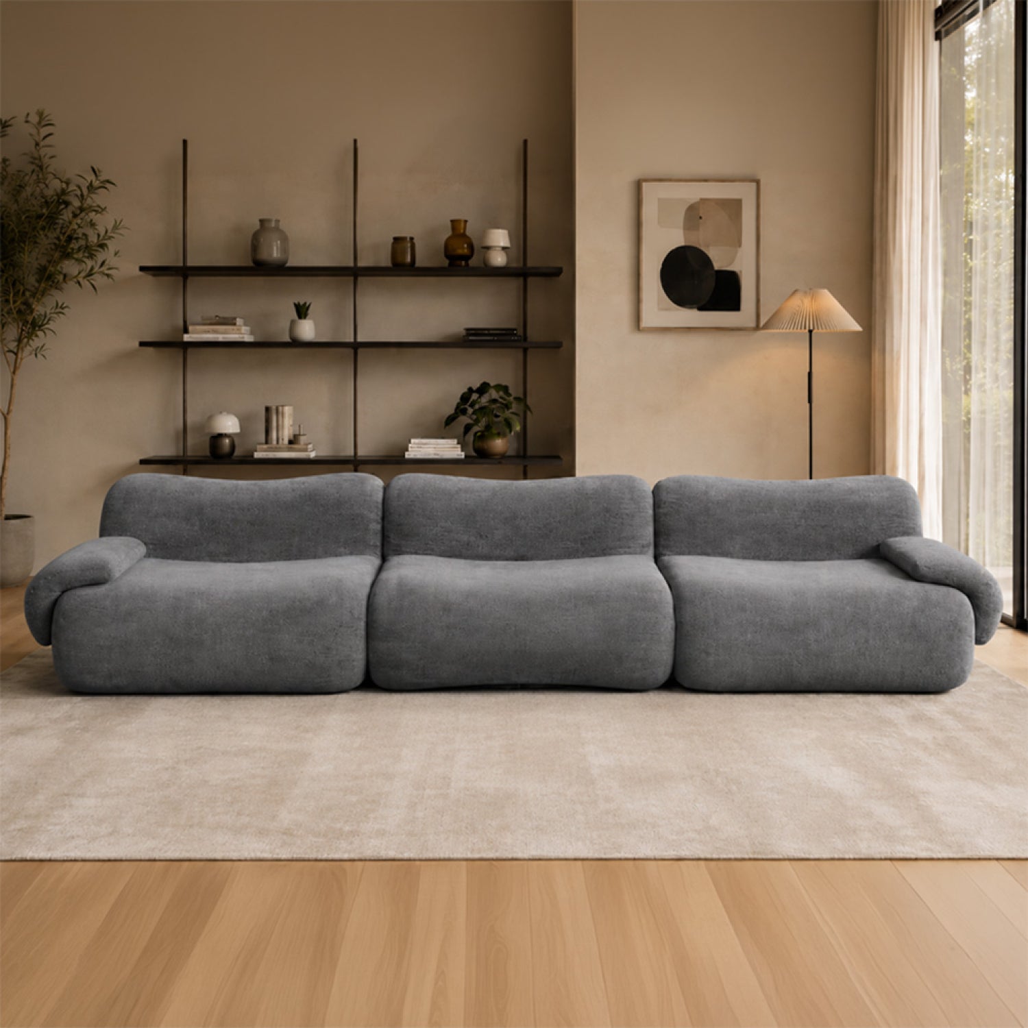 concept-usine-poole-canap-droit-4-places-velours-gris-fonc image 3