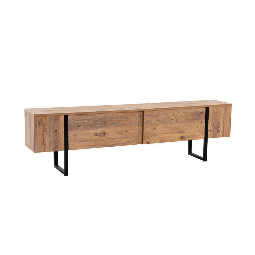 concept-usine-moov-180-cm-meuble-tv-industriel-noir-et-bois image 6