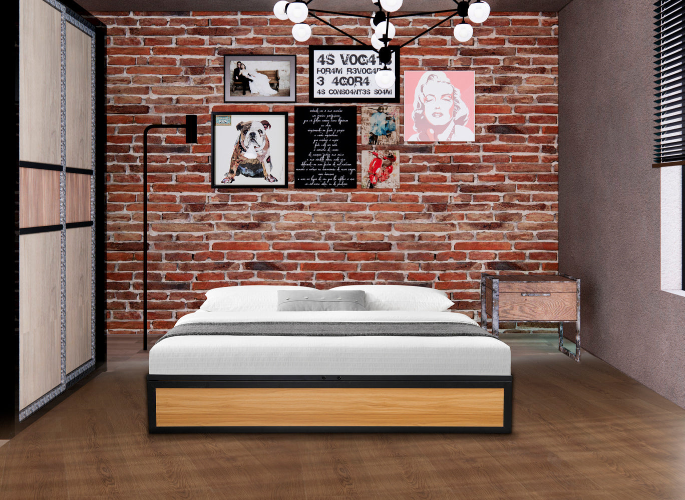 concept-usine-jersey-lit-coffre-160x200-bois-m-tal-industriel image 2