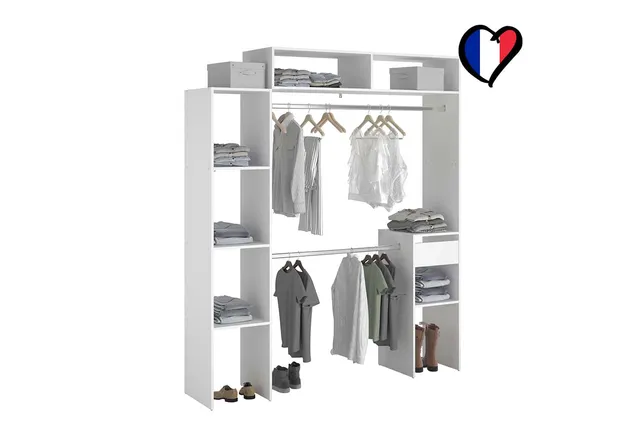 concept-usine-elysee-dressing-extensible-140-cm-blanc-bois-avec-tiroir image 1