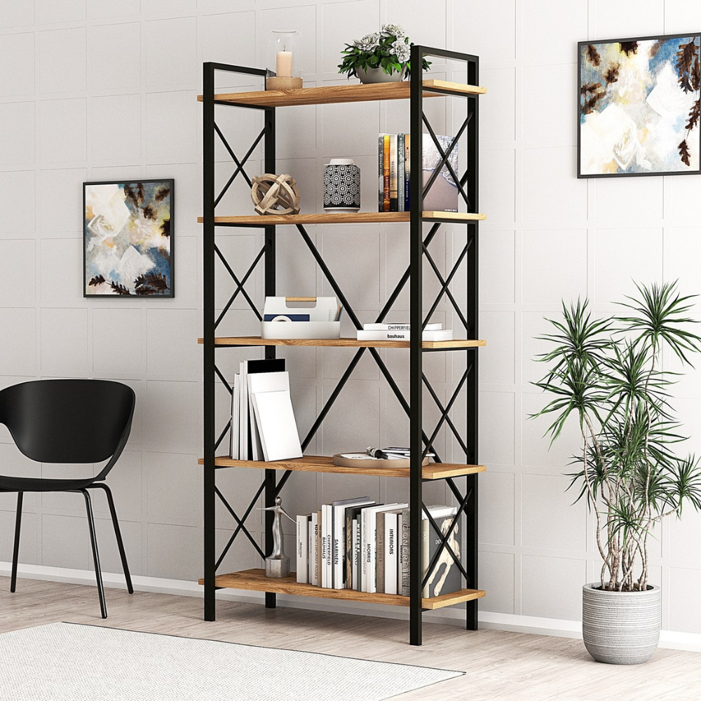concept-usine-fani-biblioth-que-bois-et-noir-5-tag-res image 2