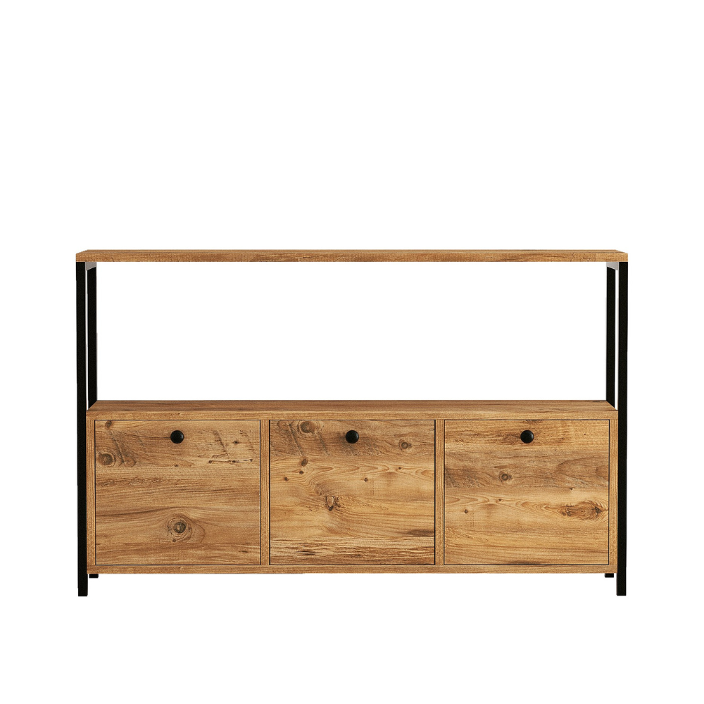 concept-usine-fero-buffet-120-cm-bois-noir-3-portes image 6