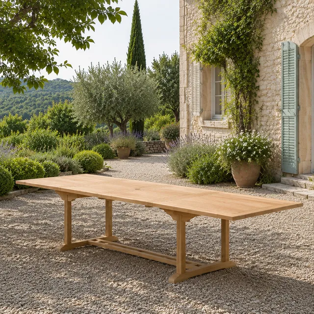 concept-usine-kajang-table-de-jardin-teck-extensible-300-cm-12-places image 1
