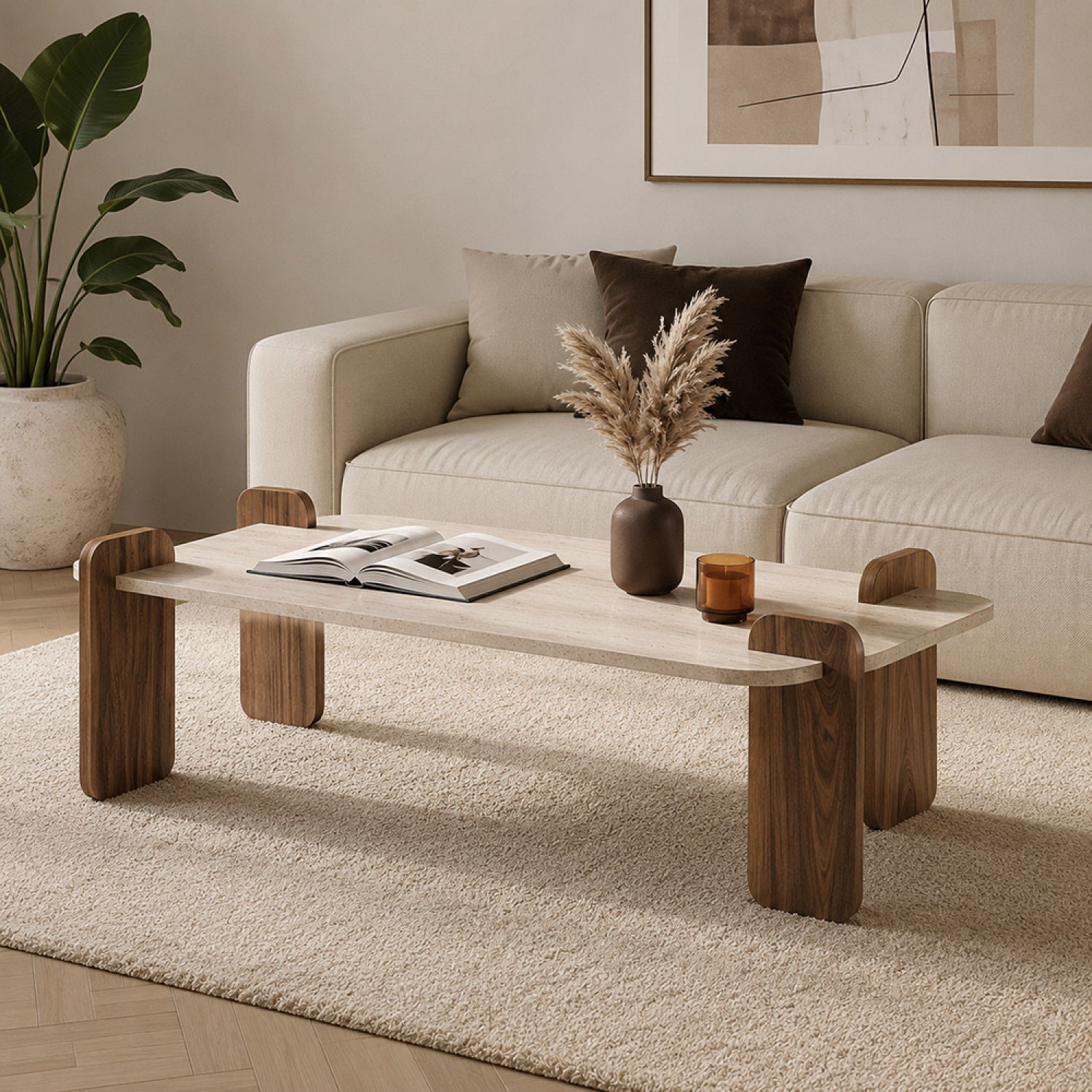 concept-usine-sita-table-basse-travertin-beige-120-cm image 1