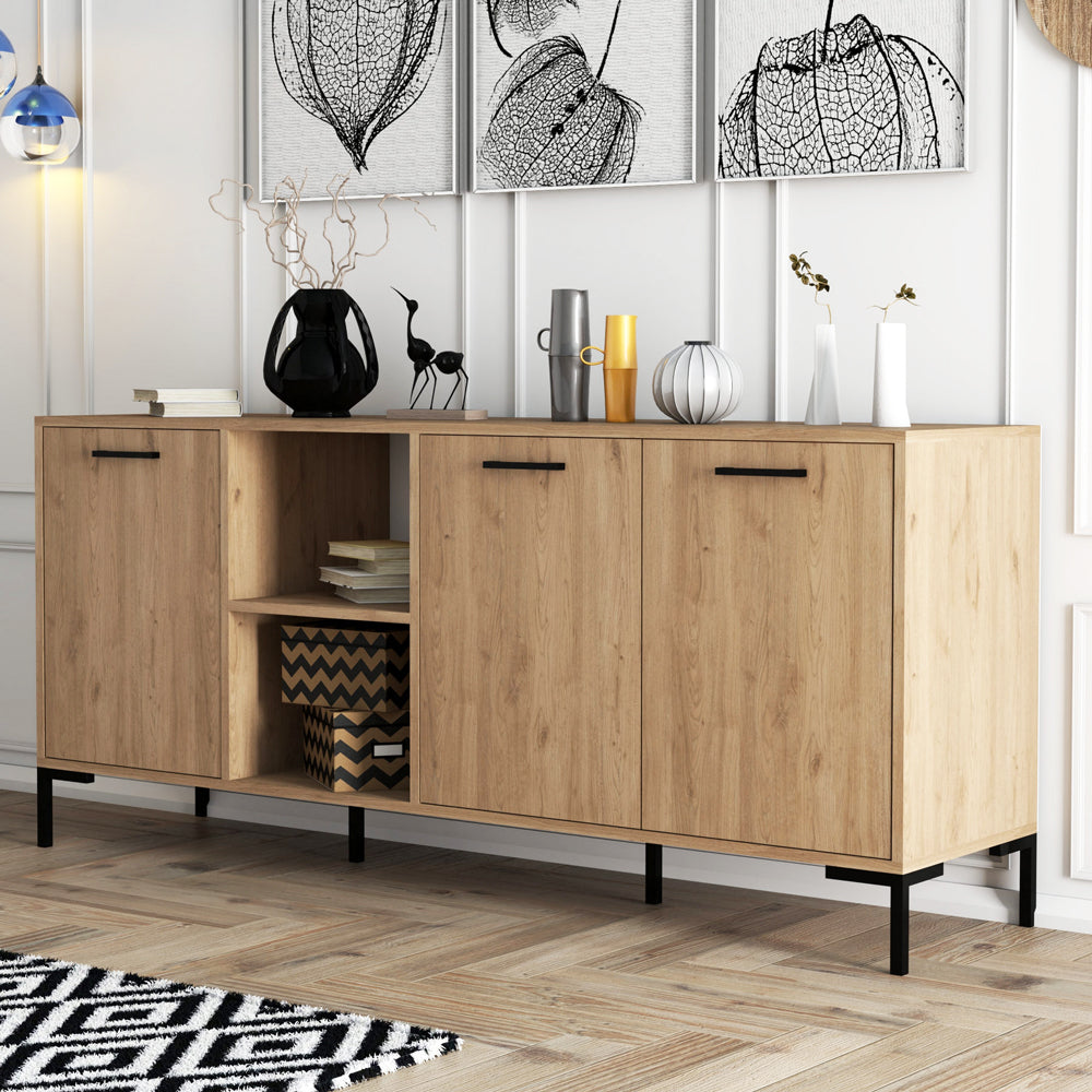 concept-usine-cara-buffet-bois-clair-180-cm-industriel image 2