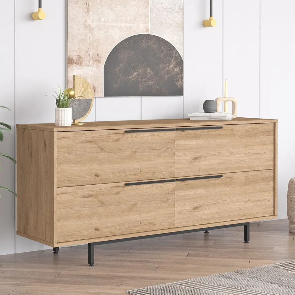 concept-usine-abey-buffet-160-cm-noyer-noir-4-portes image 1