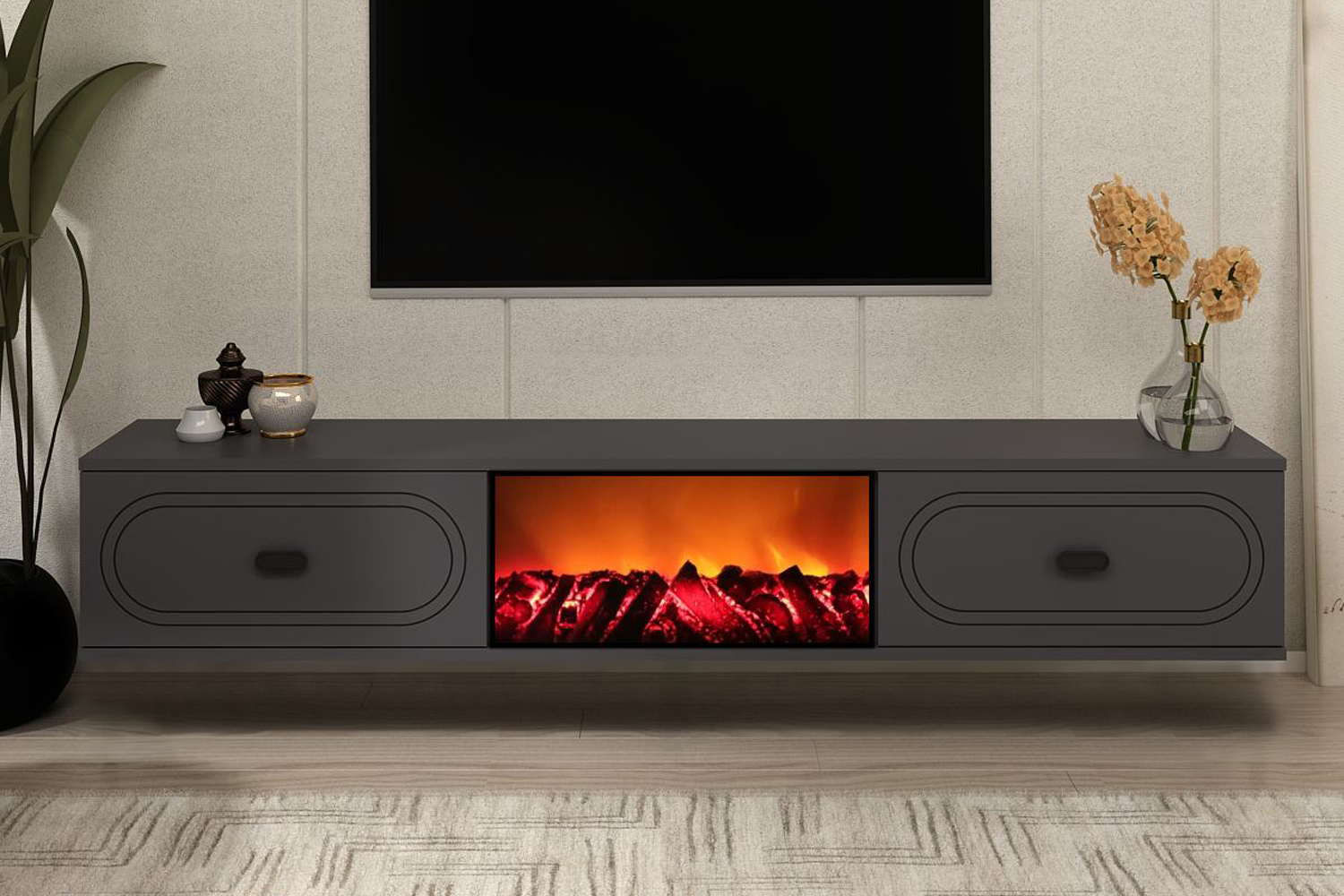 concept-usine-fyra-meuble-tv-150-cm-anthracite-chemin-e-led image 2