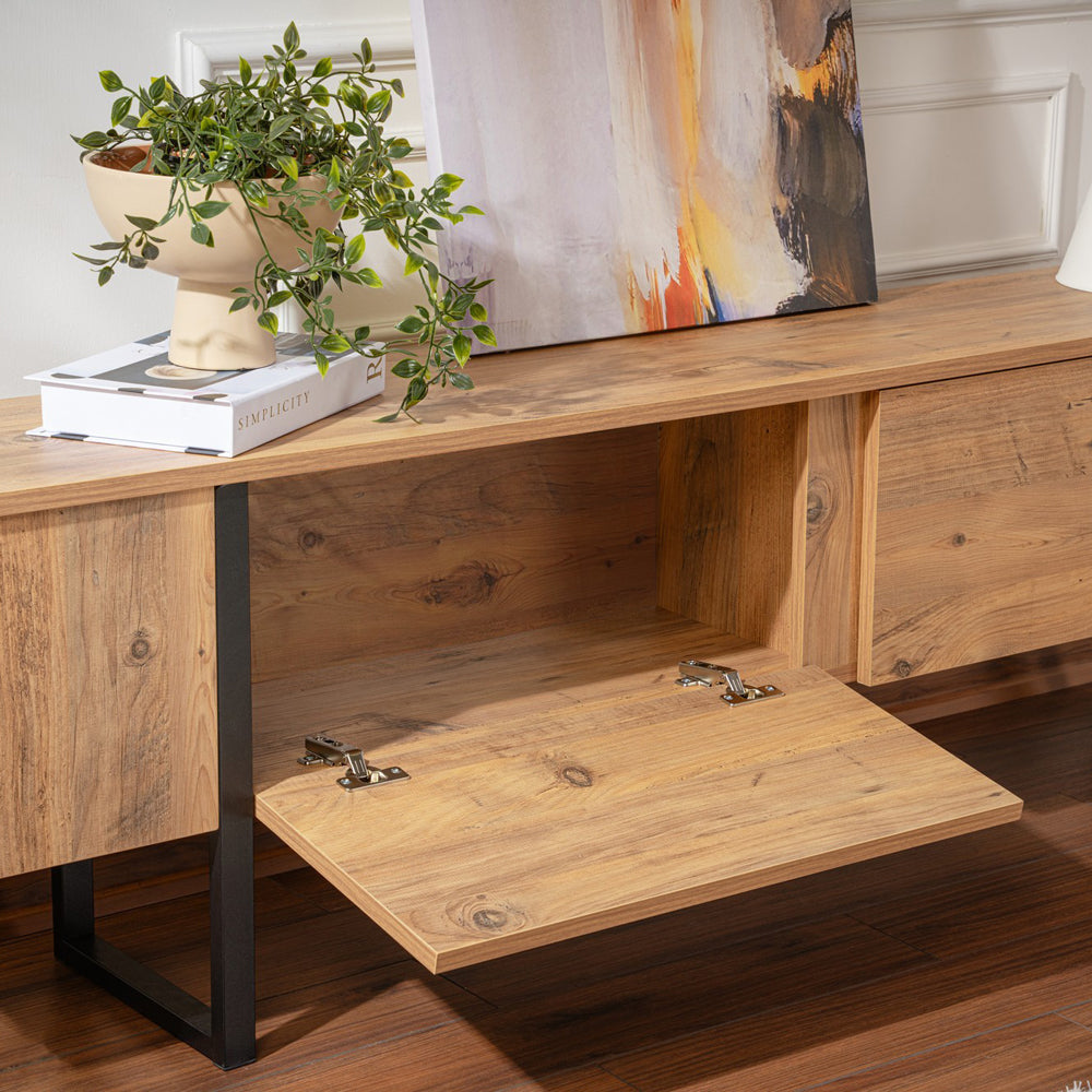 concept-usine-moov-180-cm-meuble-tv-industriel-noir-et-bois image 4