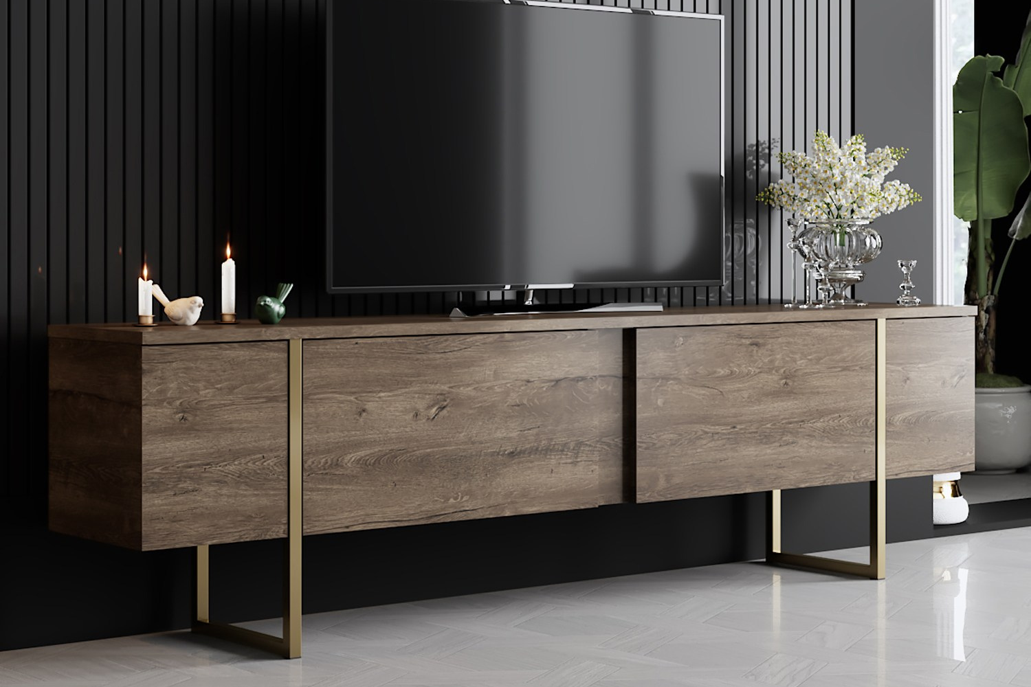 concept-usine-bearn-meuble-tv-180cm-bois-portes-rangement-design image 3