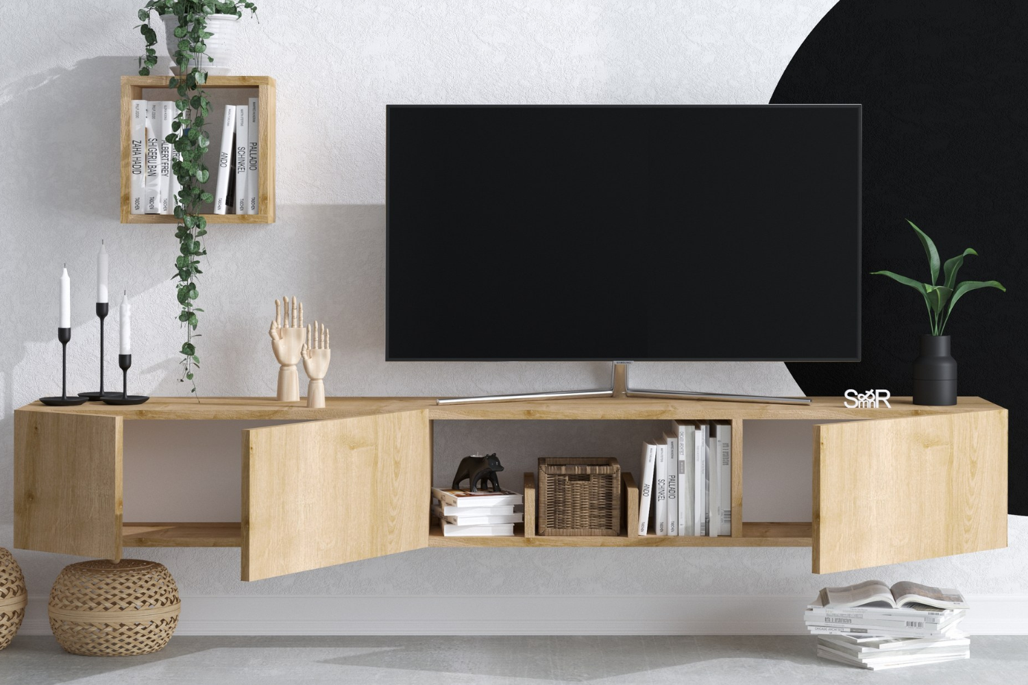 concept-usine-bergen-meuble-tv-suspendu-bois-180-cm image 2