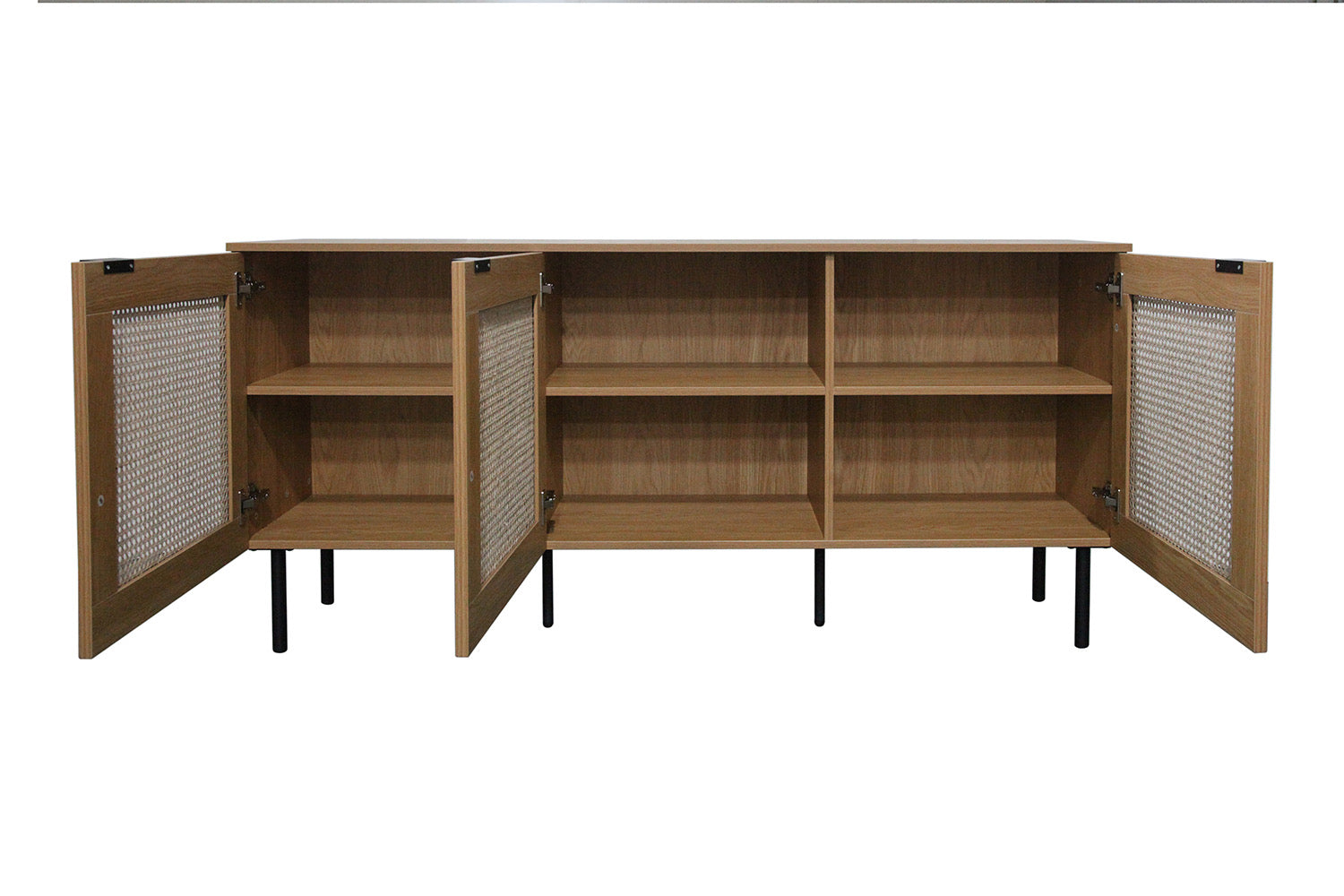 concept-usine-ubud-buffet-bois-ch-ne-cannage-160-cm-3-portes image 4