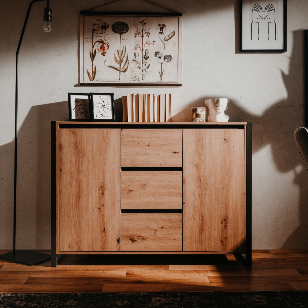 concept-usine-kotor-buffet-industriel-bois-120-cm-3-tiroirs image 3