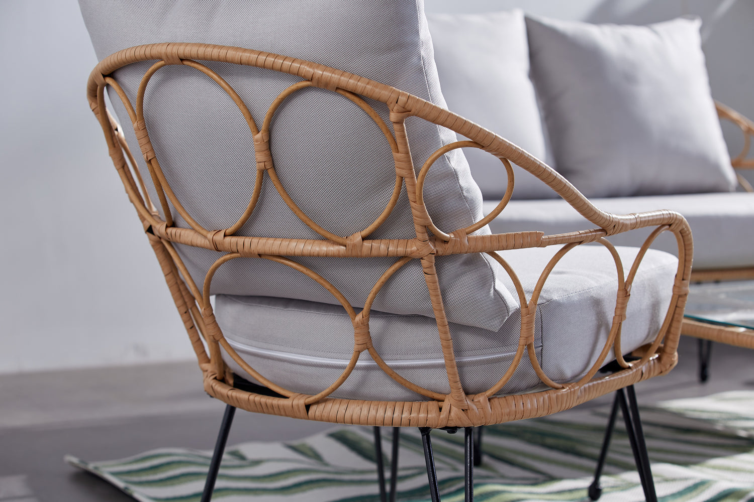 concept-usine-porto-salon-jardin-4-places-rotin-beige image 6
