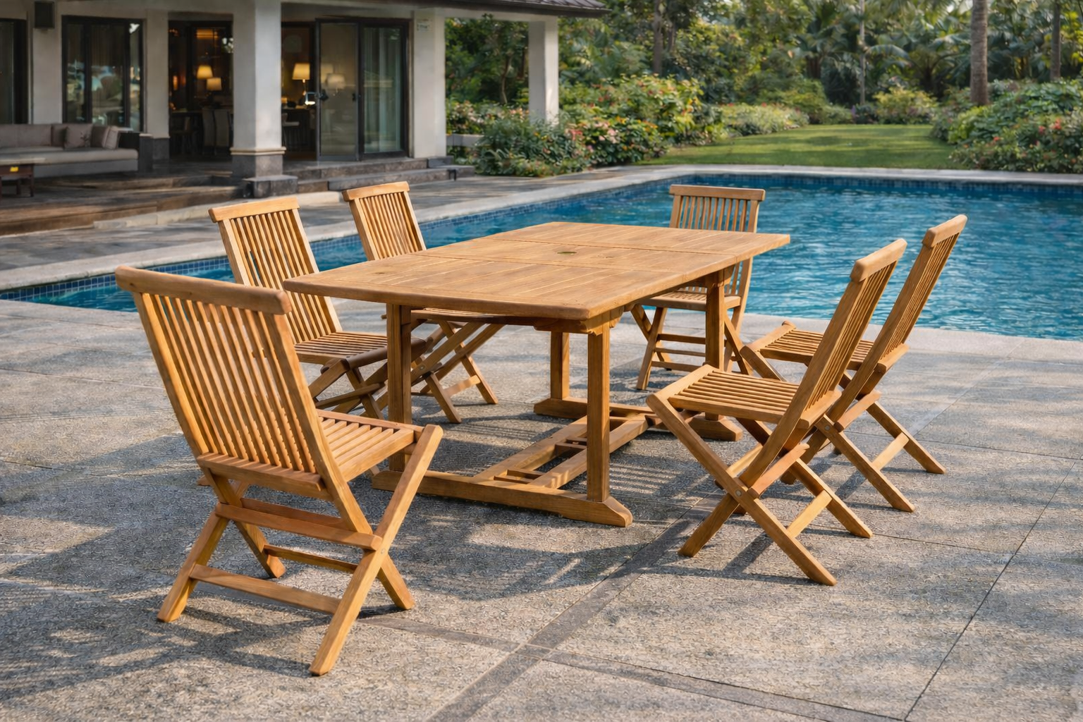 concept-usine-kajang-6-salon-de-jardin-teck-6-chaises-extensible image 1