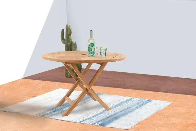 concept-usine-mejia-table-de-jardin-ronde-teck-4-places image 1