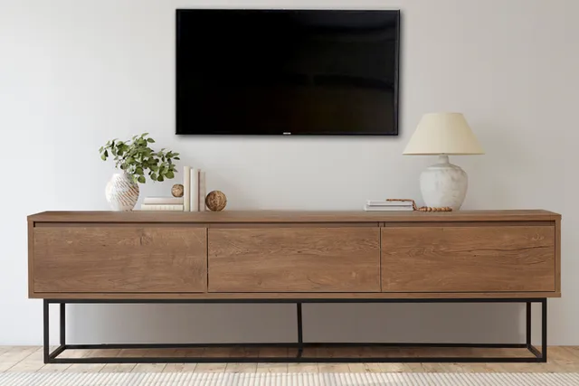 concept-usine-haye-meuble-tv-180-cm-bois-industriel-avec-tiroir image 1